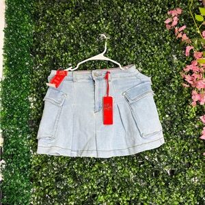 Trendy Light Blue Mini Skirt